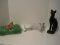 Lot - Anthony Calif. USA #177 Siamese Mid-Century Style Black Cat & Lefton Cat Figurines