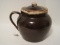 Pfaltzgraff Single Handle Bean Pot w/ Lid Brown Drip Glaze Finish