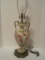 Porcelain Doubles Handled Urn Form Table Lamp w/ Hand Painted Tulips, Gilted Trim