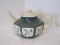 Porcelain Teapot Octagon Panel Form w/ Blue Stencil Style Flowers