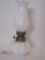 Miniature Milk Glass Drapery Pattern Oil Lamp w/ Milk Glass Chimney