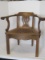 Walnut Victorian Era Style Child's Curved Carved Splat Back Arm Chair w/ Cane Seat