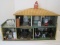 Vintage Litho Tin T. Conn. Doll House w/ Furnishing, Working Doors/Windows