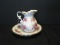 Small Porcelain Wash Bowl & Pitcher Rose Spray/Foliage Design Gilted Trim