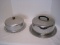 Lot - Vintage Aluminum Covered Cake Carrier & Pressed Glass Cake Plate w/ Cover