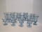 14 Pieces - Fostoria Jamestown Pattern Azure Blue Footed Goblets & Sherbets