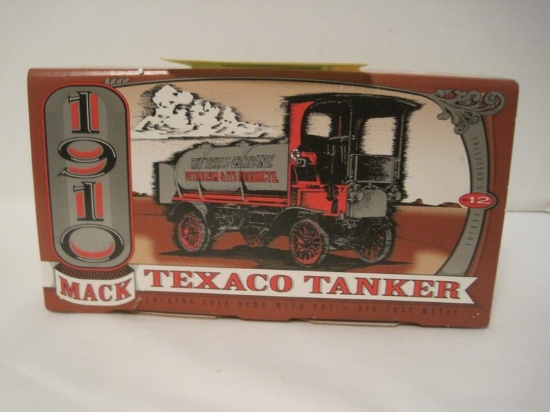 1910 Mack Texaco Tanker Locking Coin Bank w/ Key Ertl Collectibles Die Cast Metal