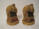 Vintage Pair Syroco Owl Perched on Books/Globe