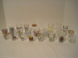 Lot - Misc. Shot Glasses Souvenir, Etched, Confederate Flag These Colors Don't Run, Etc.