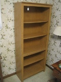 Wood Grain Finish Bookcase w/ Adjustable Shelves