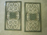 Pair - Decorative Metal Moroccan Wall Plaques Verdigris Patina