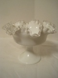 Fenton Silver Crest Compote w/ Crimped Edge