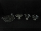 4 Pieces - Fostoria Depression Glass Colony Pattern Heavy Swirl Design Creamer/Sugar