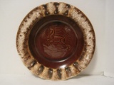 Hull Pottery Brown Drip Glaze Ashtray Embossed Doe Pattern