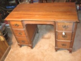 Mahogany Knee Hole Writing Desk w/ Dovetail Drawers/Chippendale Style Pulls