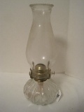 Lamplight Farms Pressed Glass Oil Lamp Vertical Panel/Medallion Design w/ Glass Chimney