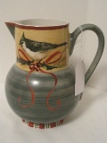 Lenox Winter Greetings Bird & Holly Berry w/ Red Ribbon Pattern Footed Pitcher