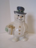 Lenox Porcelain Snowman w/ Gift Wearing A Top Hat Hand Crafted Figurine