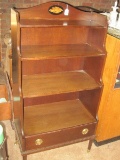 Elegant Display/Bookcase w/ Base Drawer on Brass Casters w/ Conch Shell Accent