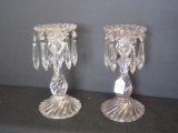 Pair - Fostoria Colony Pattern Heavy Swirl Design Candle Sticks