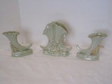 3 Piece - Vintage Cornucopia Vase Set w/ 22k Gold Trim