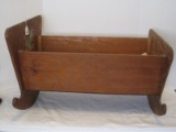 Plywood Hand Made Doll Cradle w/ Bunny Rabbit Decal