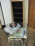 Lot - Vintage Metal Recorder Player Stand w/ Vinyl LP Recorder Albums/45's Letterman