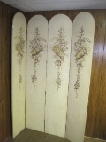 4 Arched Panel Folding Screen French Inspired Design Fruit Baskets/Floral Design