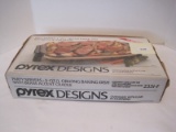 Pyrex Designs Party Servers 3qt. Oblong Baking Dish w/ Brass Accent Cradle