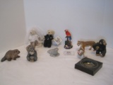 Lot - Misc. Animal Figurines, Stone Critters, Frankie The Frog, Monkeys, Etc.