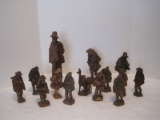 Lot - Carved Wooden Figures Alpaca, Elderly Man w/ Bowl, Etc.