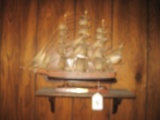 Flying Cloud 1851 Replica Schooner Sailing Ship w/ Pine Wall Shelf