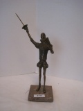 Brass Don Quixote Sculpture on Marble Base