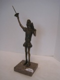 Brass Don Quixote Sculpture on Marble Base