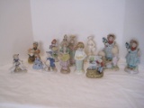 Lot - Misc. Porcelain Figurines Love Lifted Me Precious Moments, Boy/Girl w/ Goose