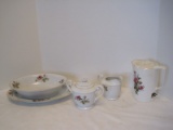 Lot - White Moss Rose Pattern Serving Pieces & Warmer Coffee Pot 6