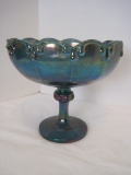 Carnival Glass Compote w/ Scalloped Rim