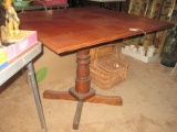 Pine Ring Turned Pedestal Base Table w/ Birch Wood Top