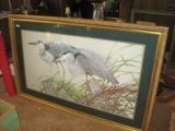 Stunning Blue Heron Artist Signed Art LaMay Print