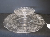 Fostoria Baroque Corsage Etched Pattern Cheese Server