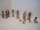 12 Mexican Pottery Nativity Set Hand Painted