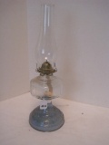 Pressed Glass Pedestal Oil Lamp w/ Chimney