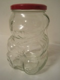 Kraft Grape Jelly Pressed Glass Teddy Bear Design Jar © 1988 w/ Lid