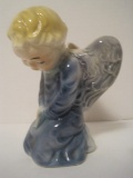 Vintage Royal Copley Angelic Kneeling Praying Angel Wall Pocket in Blue Robe