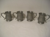 Set - 4 Armetale Colonial Tavern Style Handled Stein Mugs 4 1/2