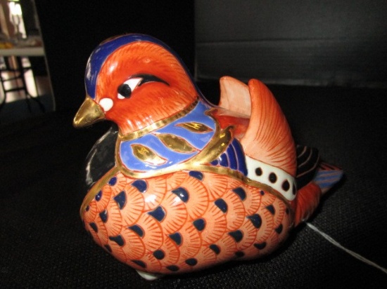 Ornate Red/Blue/Gilted Pheasant Bird Ceramic Décor