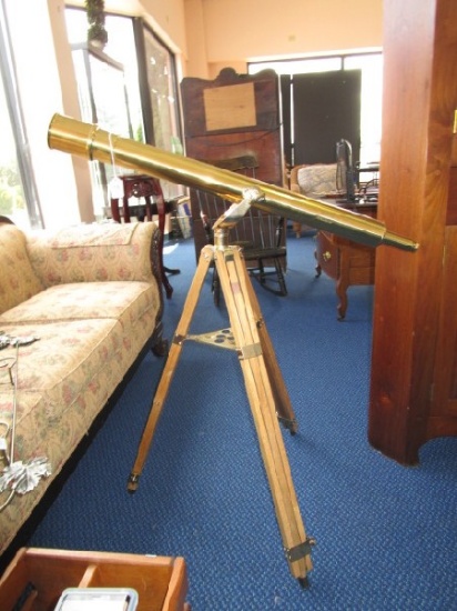 Bushnell Harbor Master Brass Telescope w/ Wood Stands