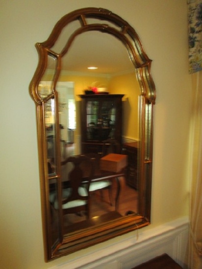 Gold Frame Wall Mirror Ornate Arched Top, Scalloped Top, Finial Sides