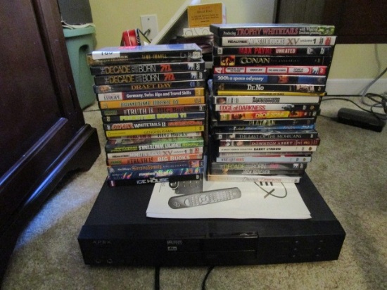 Apex Digital DVD Player w/ Assorted DVD's, Star Trek, Conan, Labyrinth, Etc.