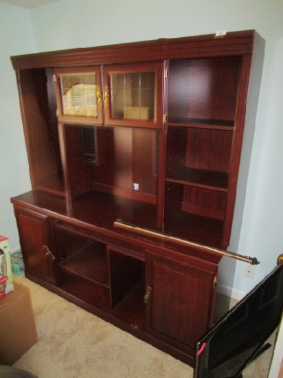 Cherry Wood Veneer Computer/Office Desk 4 Shelves w/ CD/Organizer Center